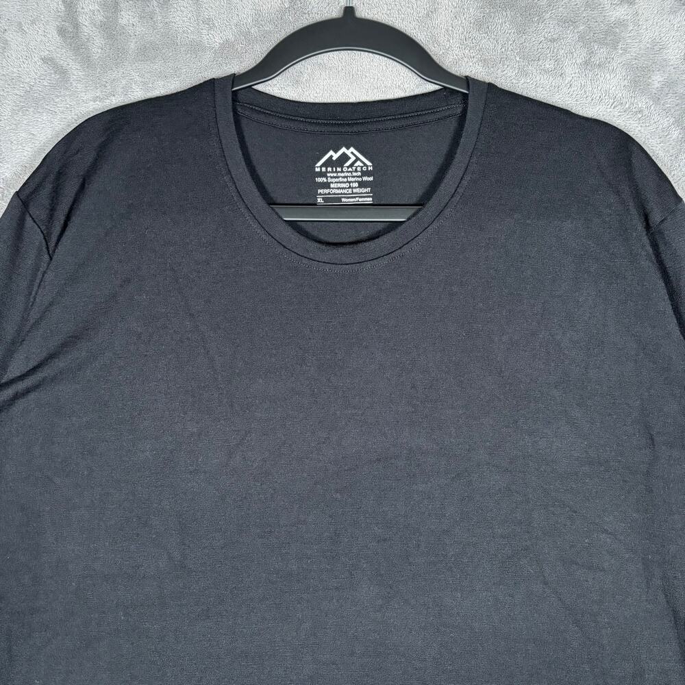 Merino.tech Women’s XL Merino 190 100% Wool Long Sleeve Shirt Black Travel